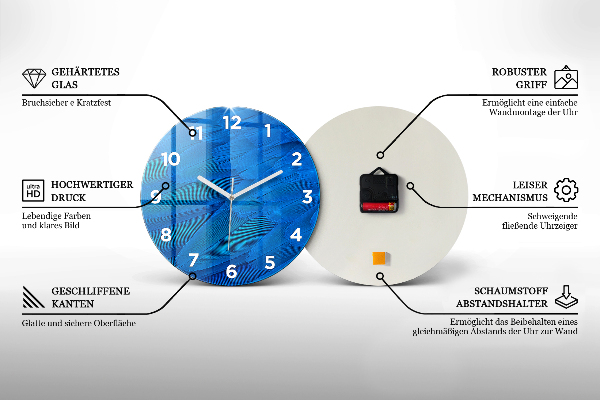 Round glass wall clock Abstract smoke