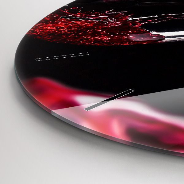 Round glass wall clock Red wine