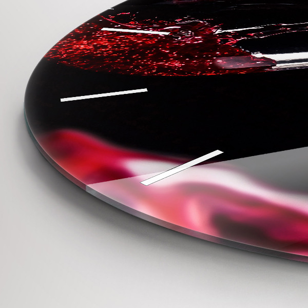 Round glass wall clock Red wine