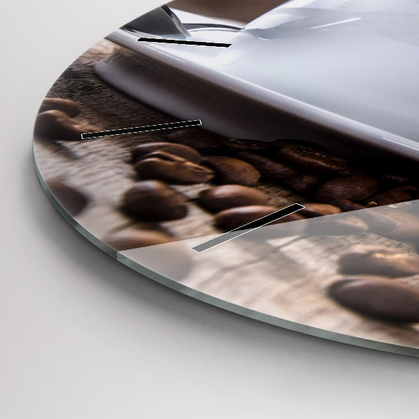 Round glass wall clock A cup of coffee
