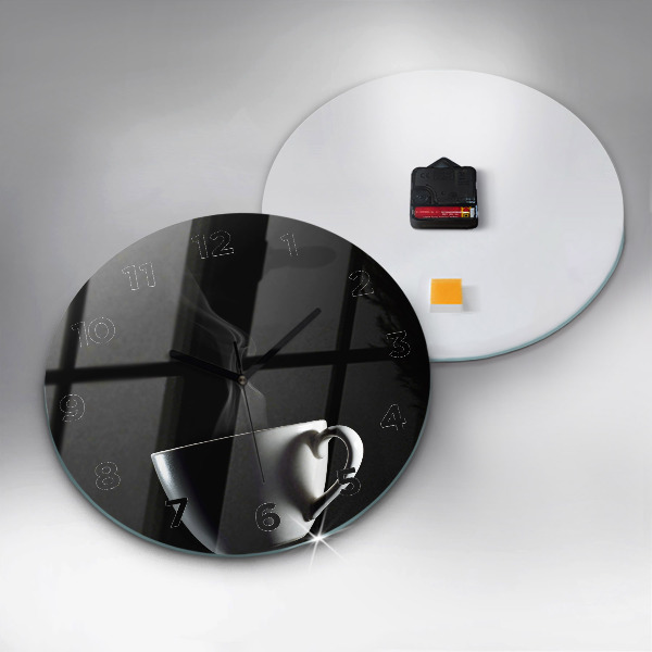 Round glass wall clock A cup of coffee