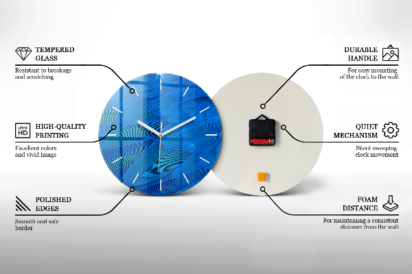 Round glass wall clock Metal Abstraction