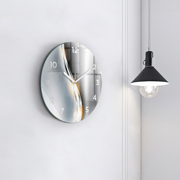 Round glass wall clock Metal Abstraction