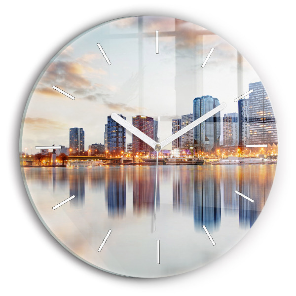 Round glass wall clock Panorama with the Eiffel Tower