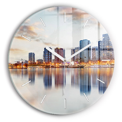 Round glass wall clock Panorama with the Eiffel Tower