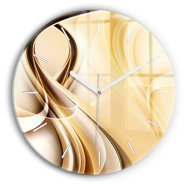 Round glass wall clock Abstraction waves