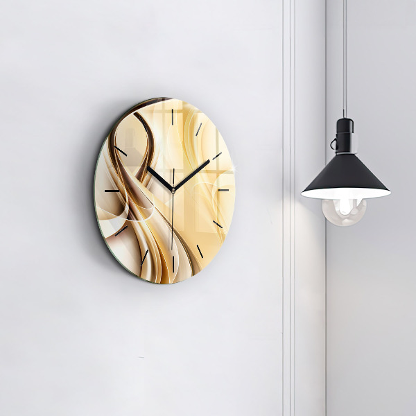 Round glass wall clock Abstraction waves