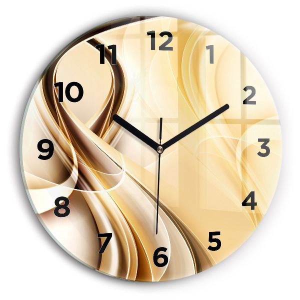 Round glass wall clock Abstraction waves