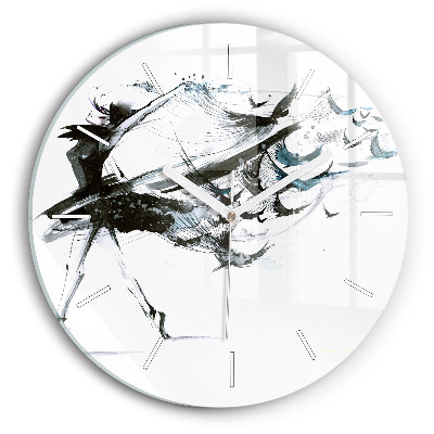 Round glass wall clock Woman dancing ballet