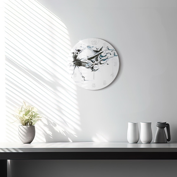 Round glass wall clock Woman dancing ballet