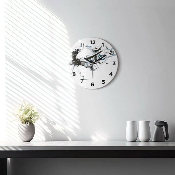 Round glass wall clock Woman dancing ballet