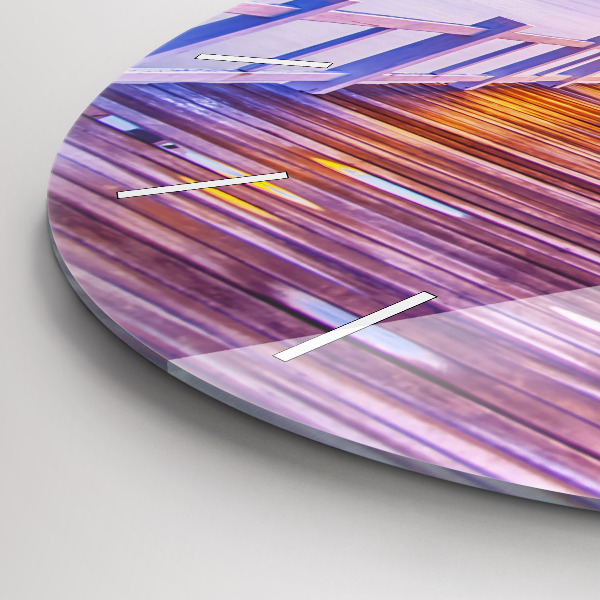 Round glass wall clock The bridge in the port in the evening