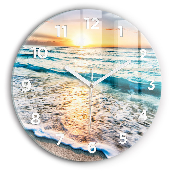Round glass wall clock Beach, sea and sand