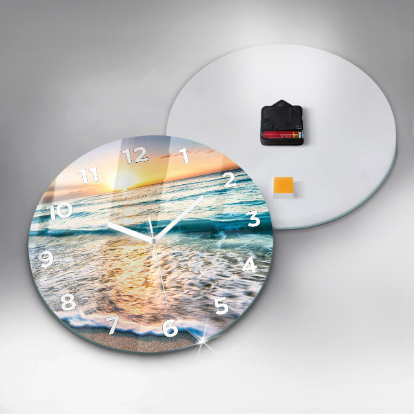 Round glass wall clock Beach, sea and sand