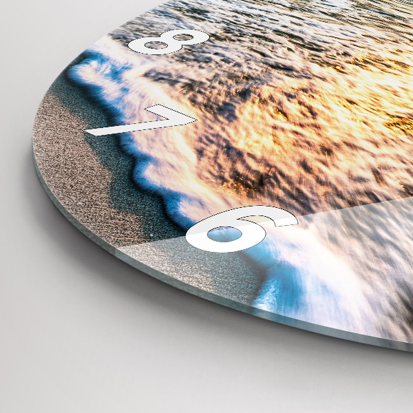 Round glass wall clock Beach, sea and sand