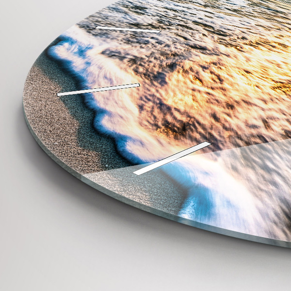 Round glass wall clock Beach, sea and sand