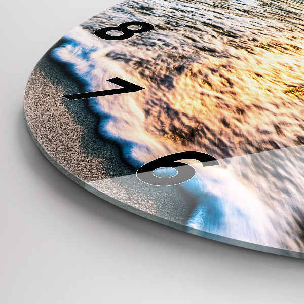 Round glass wall clock Beach, sea and sand
