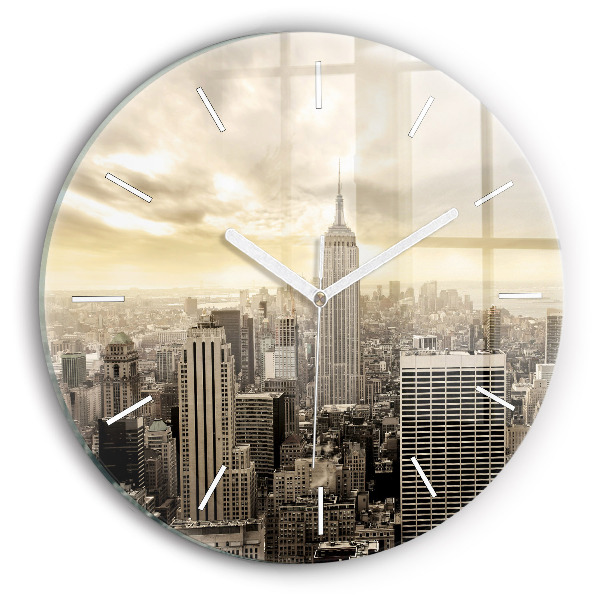 Round glass wall clock Skyscraper in New York