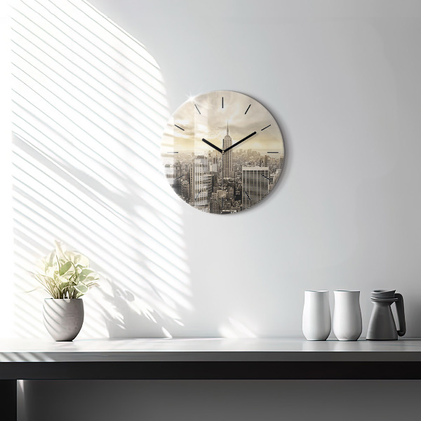 Round glass wall clock Skyscraper in New York