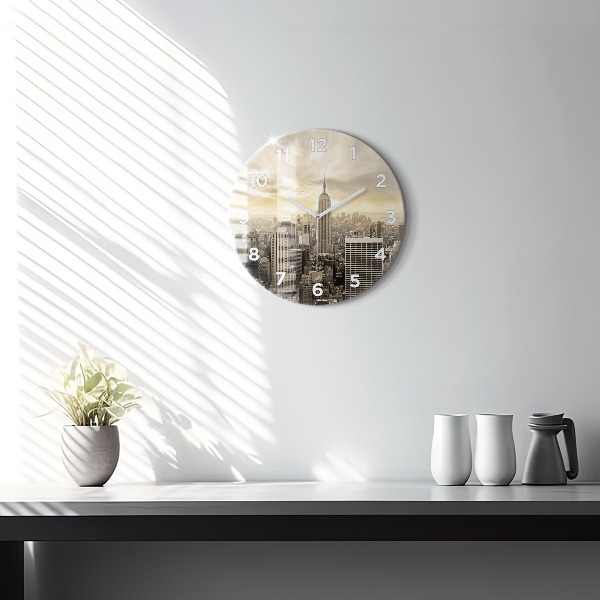 Round glass wall clock Skyscraper in New York