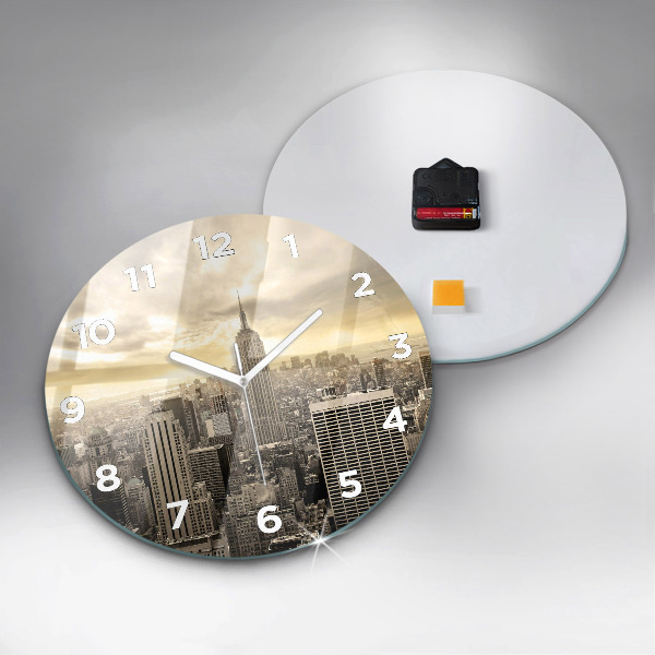 Round glass wall clock Skyscraper in New York