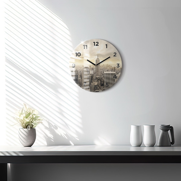 Round glass wall clock Skyscraper in New York