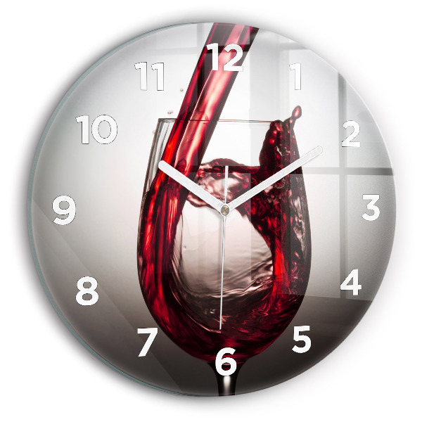 Round glass wall clock Glass of wine