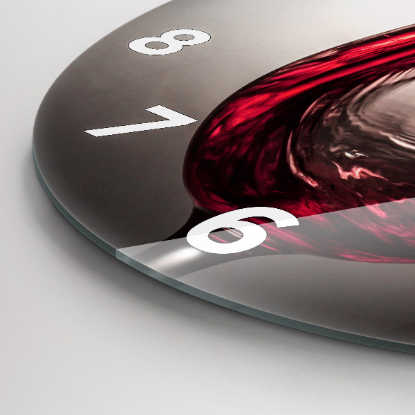 Round glass wall clock Glass of wine