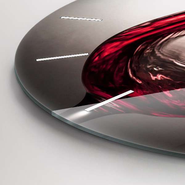 Round glass wall clock Glass of wine