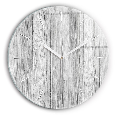 Round glass wall clock Wooden panels