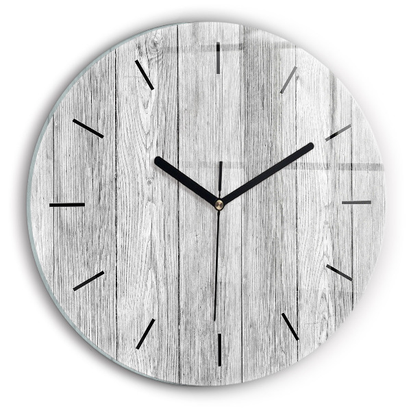 Round glass wall clock Wooden panels