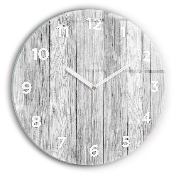 Round glass wall clock Wooden panels