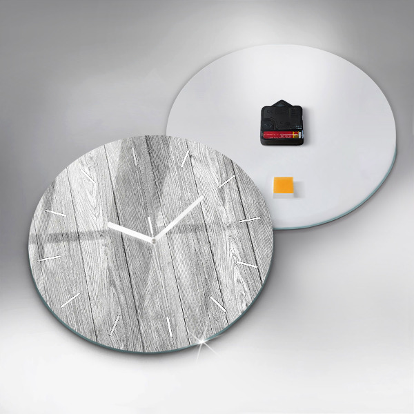 Round glass wall clock Wooden panels