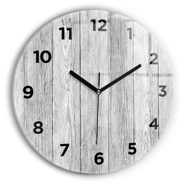 Round glass wall clock Wooden panels