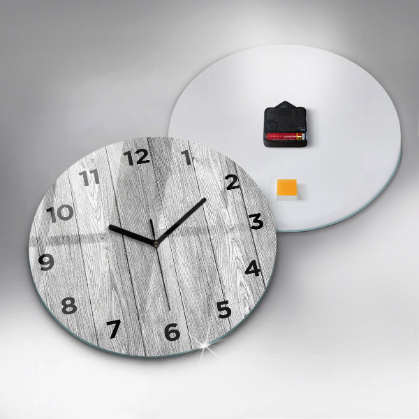 Round glass wall clock Wooden panels