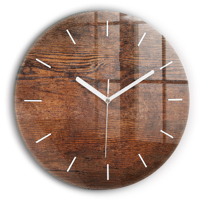 Round glass wall clock Old wood