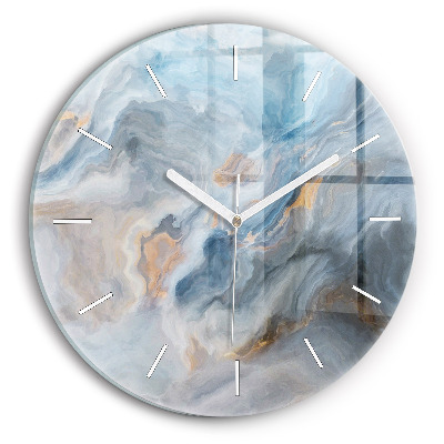 Round glass wall clock Marble pattern