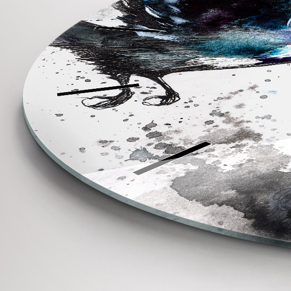 Round glass wall clock Painted Birds
