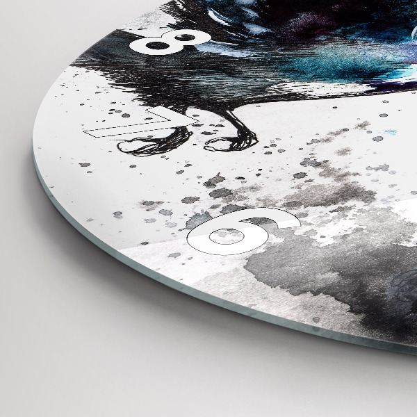 Round glass wall clock Painted Birds
