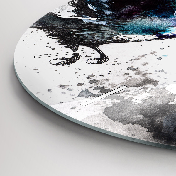 Round glass wall clock Painted Birds