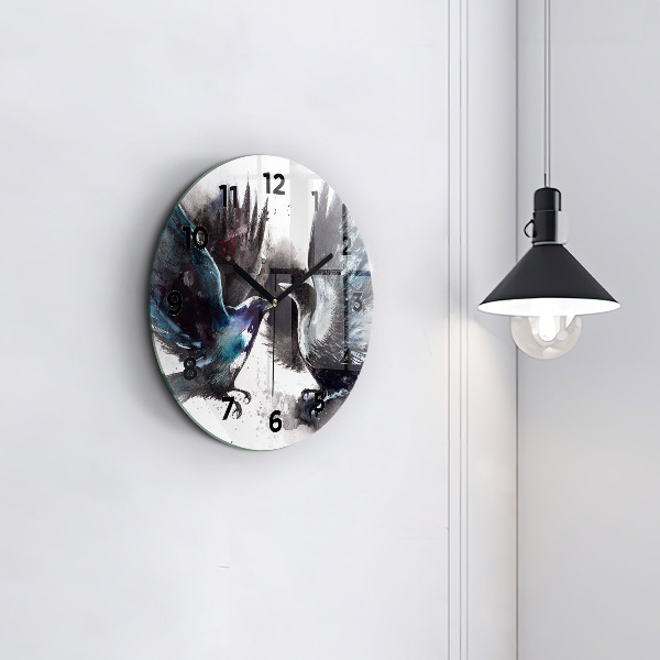 Round glass wall clock Painted Birds