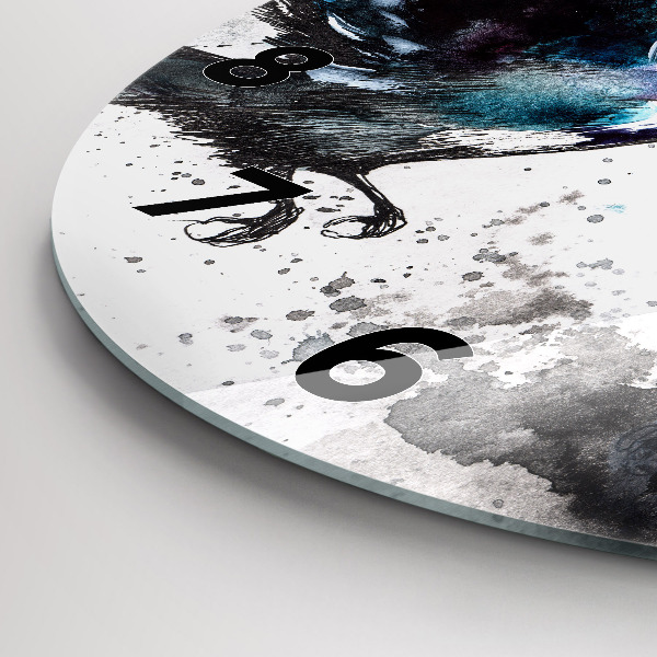 Round glass wall clock Painted Birds