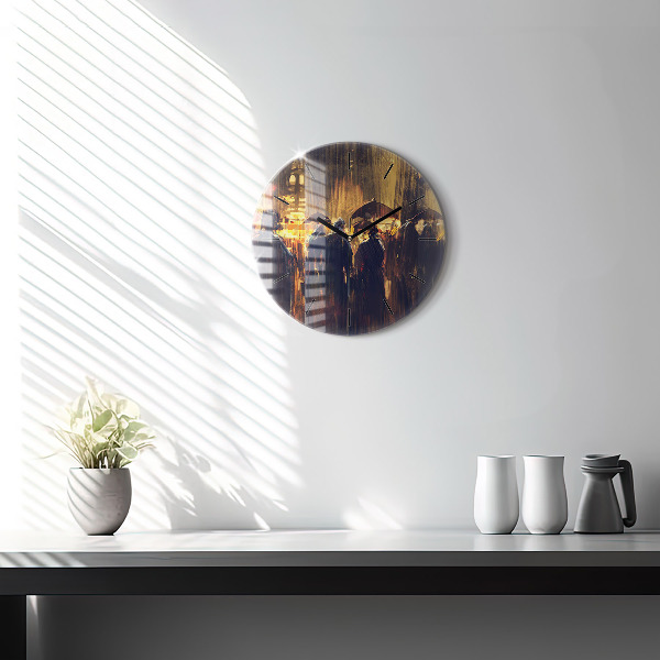 Round glass wall clock Impressionism in art Market Square