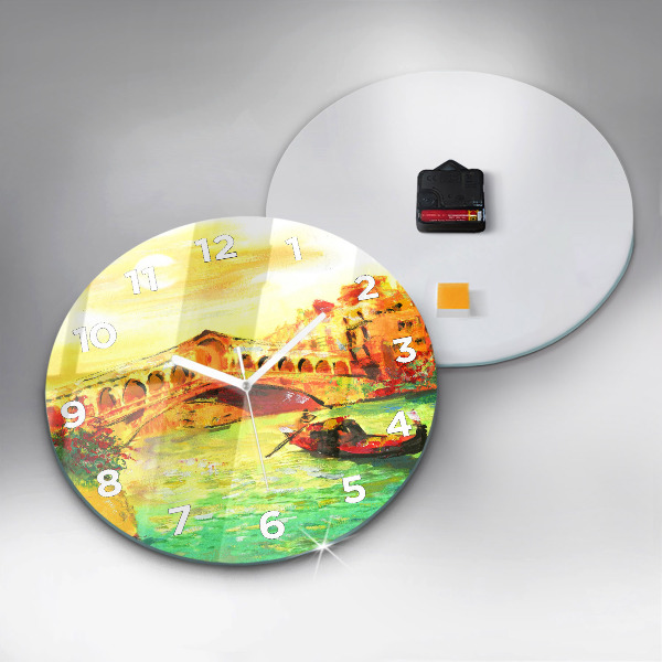 Round glass wall clock Venice Rialto Bridge