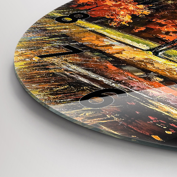 Round glass wall clock Autumn landscape with a river
