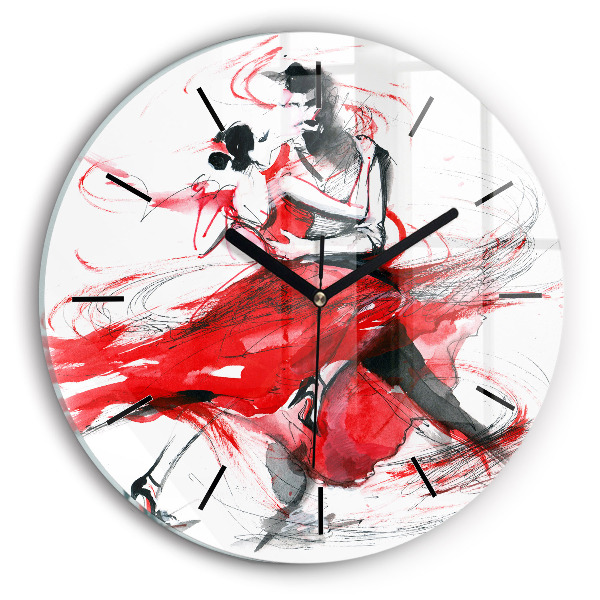 Round glass wall clock Dancing couple