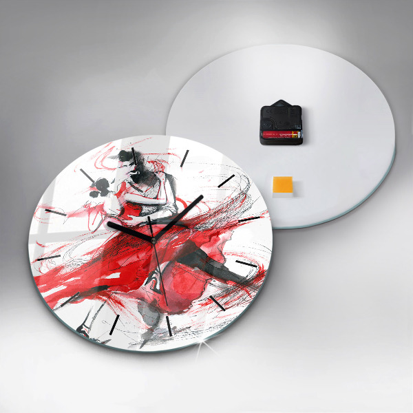 Round glass wall clock Dancing couple