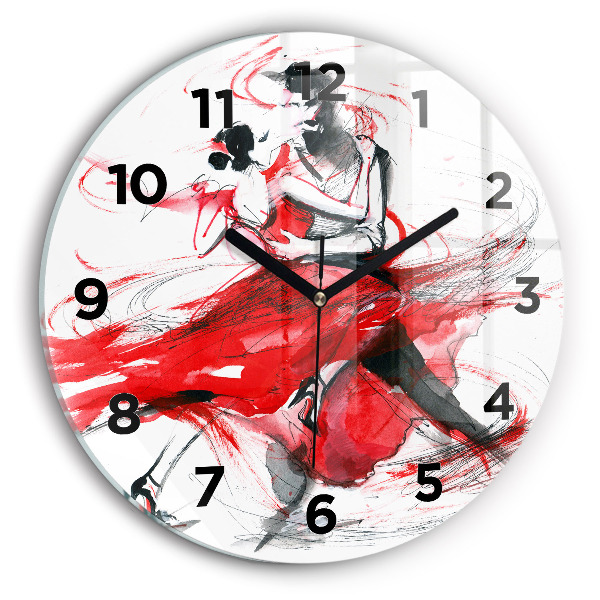 Round glass wall clock Dancing couple