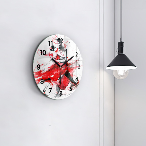 Round glass wall clock Dancing couple