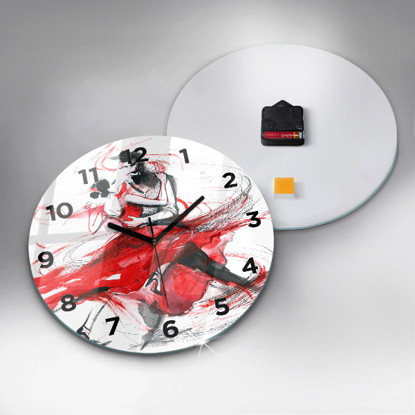 Round glass wall clock Dancing couple